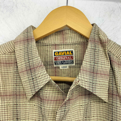 Gavial レーヨン オンブレチェック オープンカラーシャツ メンズ JPN:L